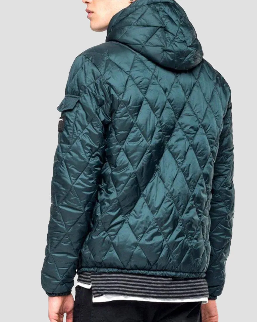 REPLAY M800183406 FOREST GREEN HOODED JACKET