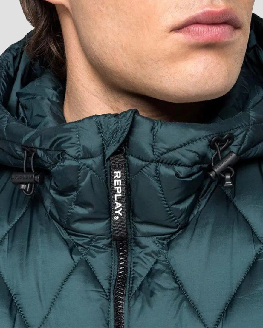 REPLAY M800183406 FOREST GREEN HOODED JACKET