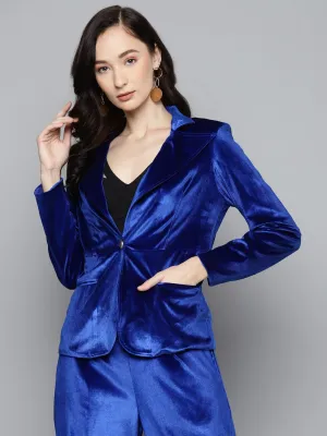 Royal Blue Velvet Classic Blazer