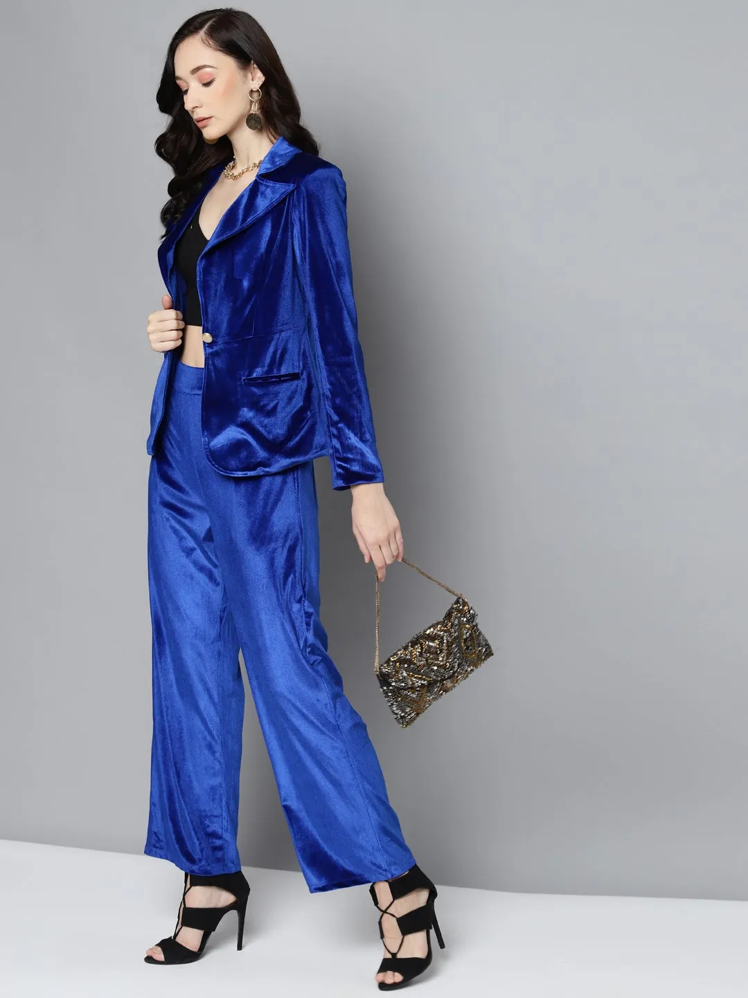 Royal Blue Velvet Classic Blazer