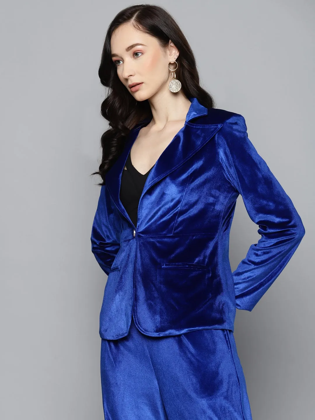 Royal Blue Velvet Classic Blazer