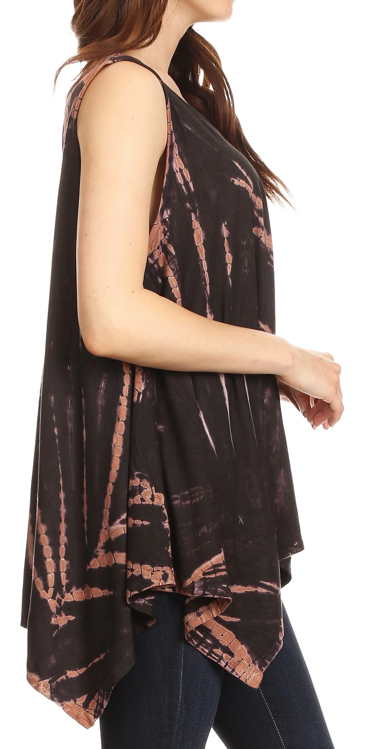 Sakkas Jaida Elegant High Low Tie Dye Tank Top