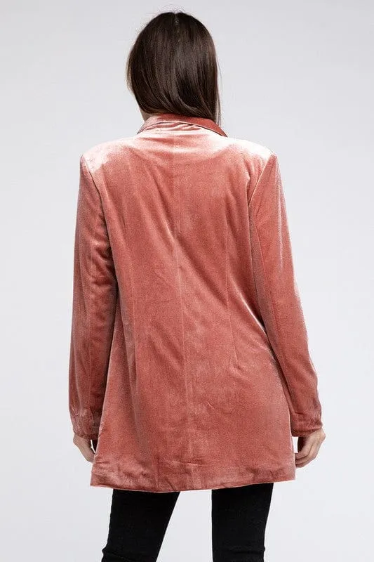 Shiny Velvet Peak Lapel Single Blazer *Online Only*
