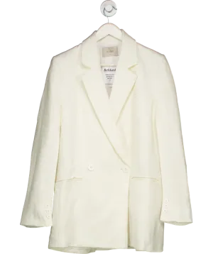 St. Agni White Slit Sleeve Linen Blazer UK S
