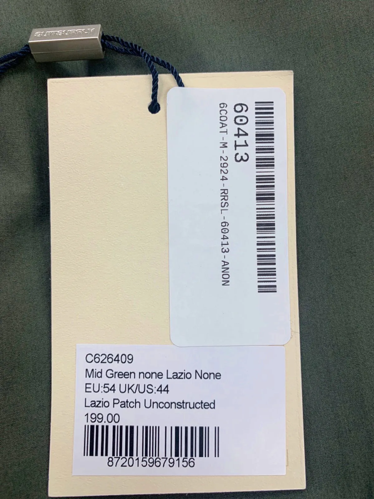 Suitsupply Mid Green Lazio Stretch Cotton Blazer  UK 44"