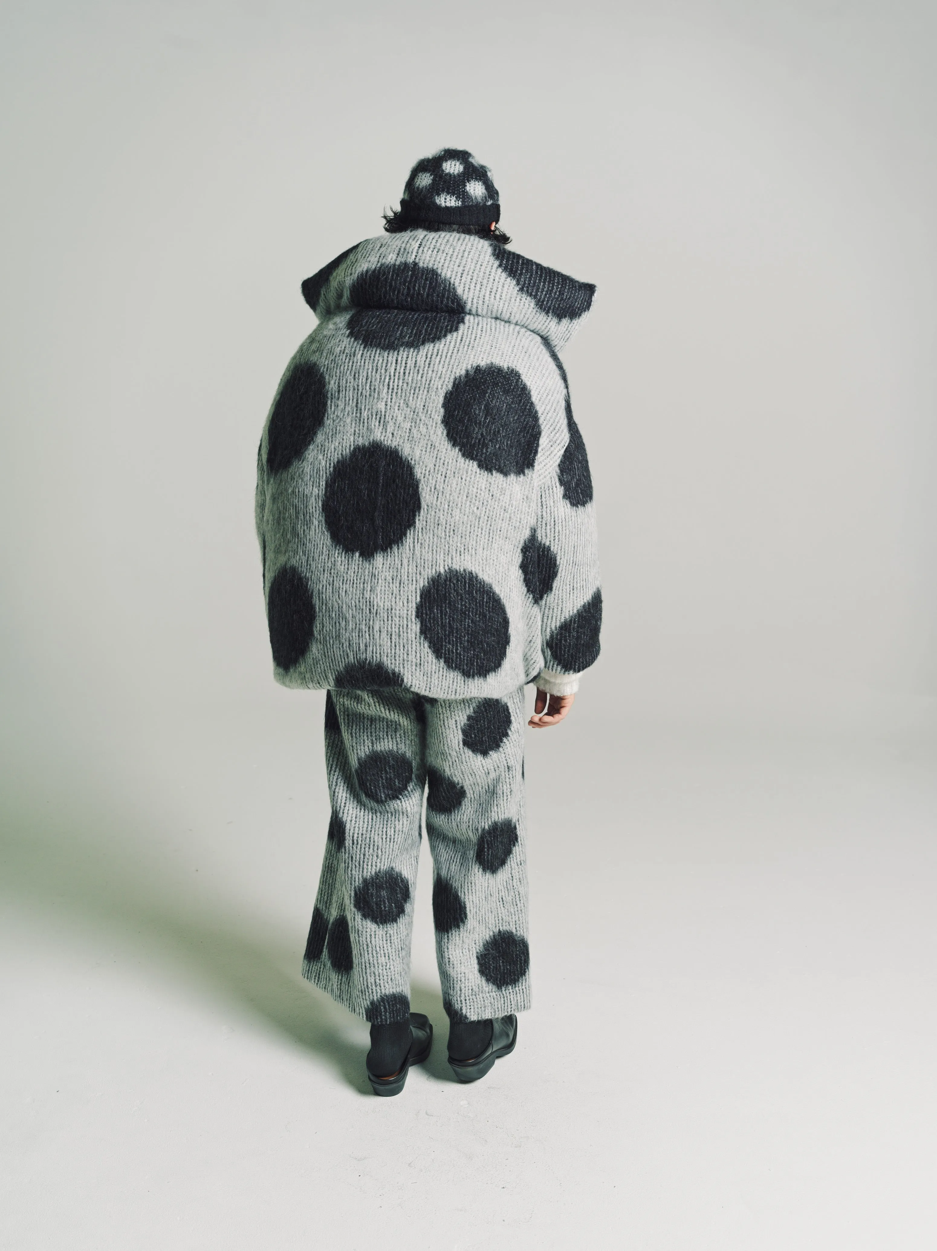 White Polka Dots Mohair Puffer Jacket