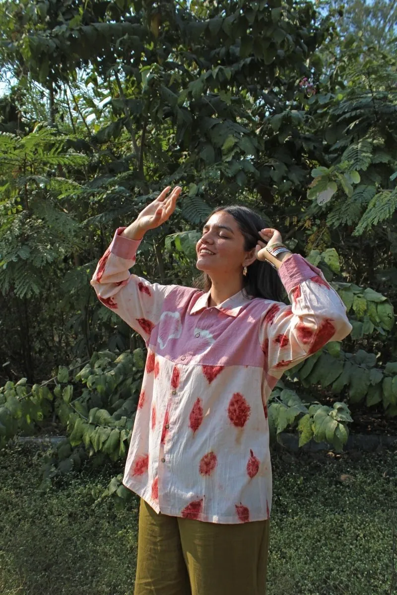 Yugen Handwoven Organic Cotton Unisex Shirt- Pink Red