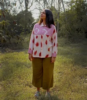 Yugen Handwoven Organic Cotton Unisex Shirt- Pink Red