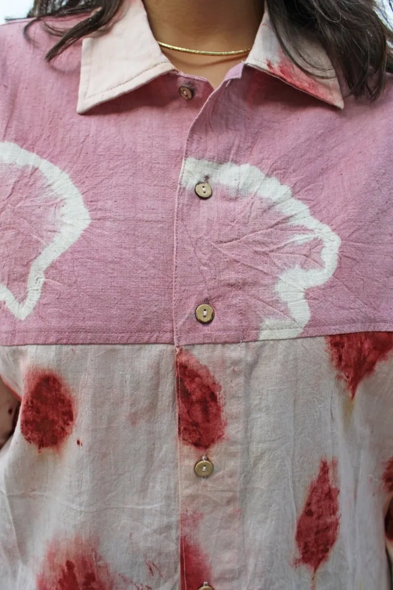 Yugen Handwoven Organic Cotton Unisex Shirt- Pink Red